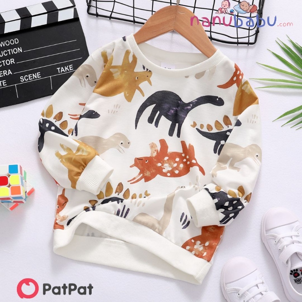 Patpat-Toddler Boy Animal Dinosaur Print Pullover Sweatshirt-3nb22-2022193
