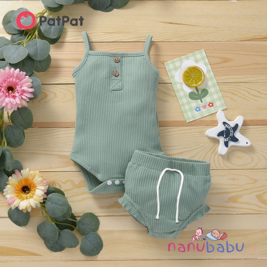 Baby Pleated Strappy Bodysuit and Shorts Set-3nb19-2060589