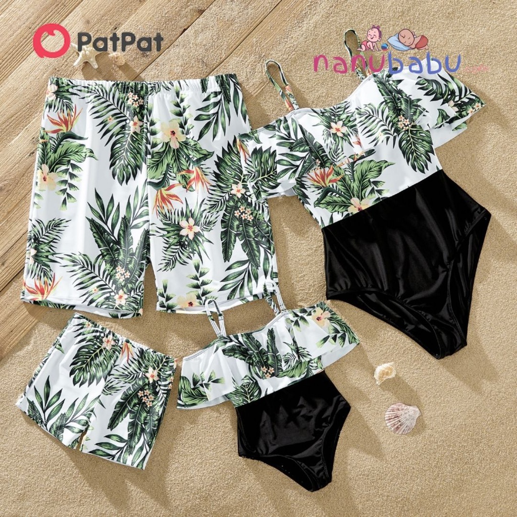 Patpat-Flounce Plumeria Printed Matching Swimsuits 3nb21-1901365