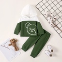 2pcs Baby Boy Bear Print Color Block Hoodie and Pants Set (6nb30 - 20663190)