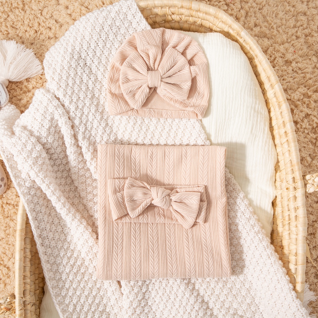 3 pcs Cotton Baby Swaddle Blanket Set with Unique Texture Patterns