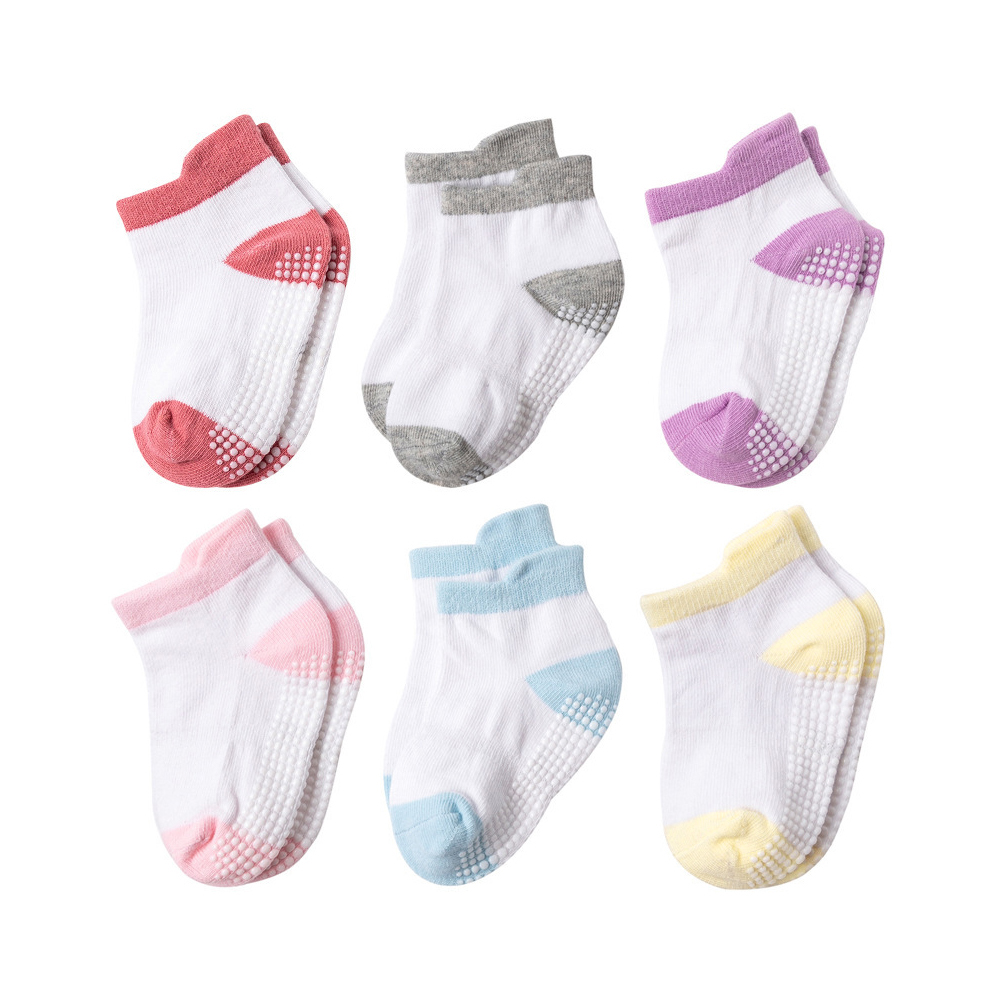 6 Pairs Baby/Toddler Adhesive Anti-slip Socks