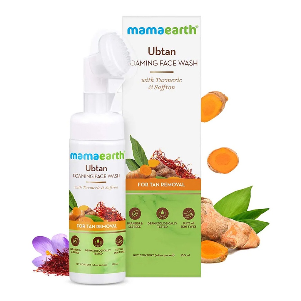 Mamaearth Ubtan Foaming Face Wash With Turmeric & Saffron for Tan Removal 150 ml