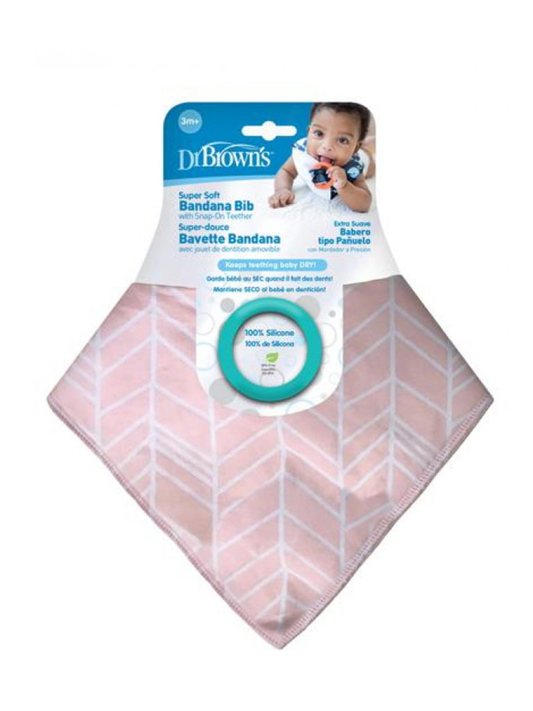 DR BROWN Bandana Bib w/ Teether, Herringbone, Single