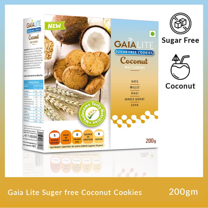 Gaia Lite Sugar Free Coconut Cookies 200 gm