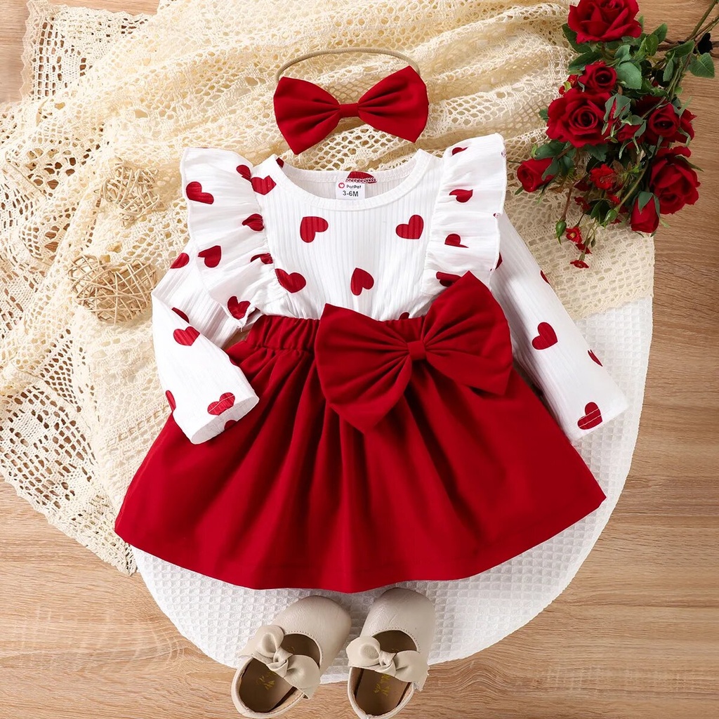 Baby Girl's 2pcs Heart-shaped Childlike pattern Bright color Set