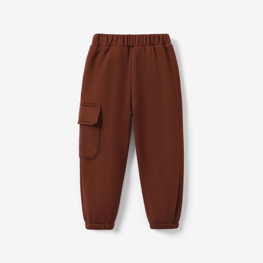 Boy's Loose Casual Pants with Patch Pocket - 1pc, Polyester-Spandex Blend, Solid Color