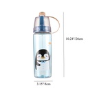 600ML/20.3oz Plastic Water Bottle, Spray Head Anti Leak Water Bottle for Both Outdoor Uses, Sports, School, Working 