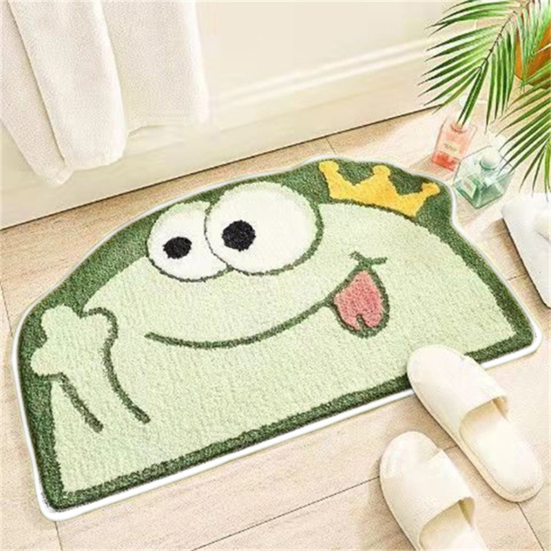 Plush Suede Bedroom Non-Slip Floor Flocking Mat High Water Absorption Cartoon Carpet