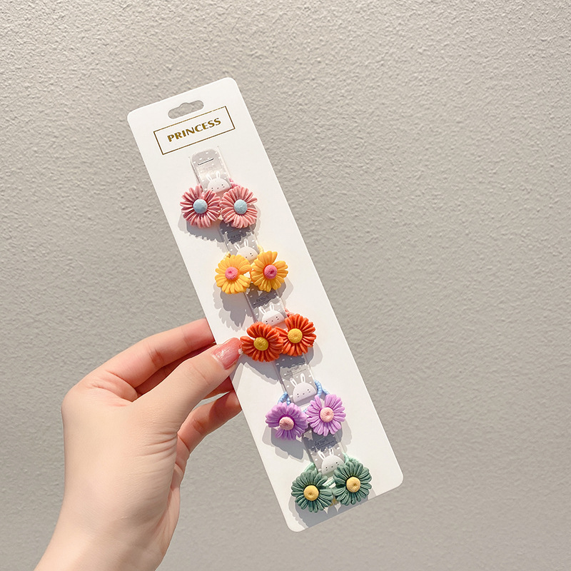 10-pack Toddler/kids Girl Cute Bear Elastic Hair Ties with Flower Design