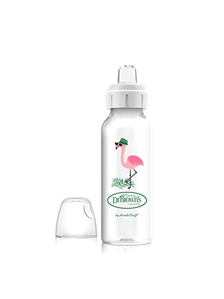 DR BROWN 8 oz/250 ml PP N Sippy Spout Bottle, Flamingo