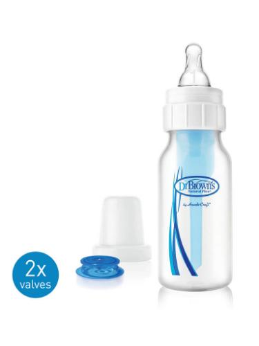 DR BROWN 8 oz / 250 ml Bottle Retail-Pack with Infant-Paced Feeding Valve + Level 1 Nipple + Extra Valve