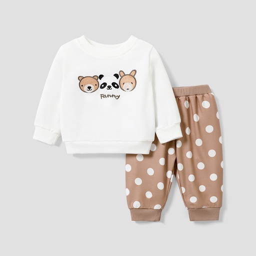 [SC9-20776909] 2pcs Baby Boy Childlike Animal Pattern Bear Long Sleeve Top and Pants Set