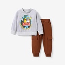 2pcs Toddler Boy's  Solid Color Cute Animal Giraffe Pattern Top and Pants Sets