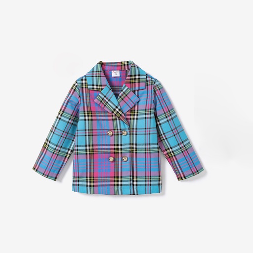 [SC9-20708958] Toddler Girl Double-Breasted Grid Coat