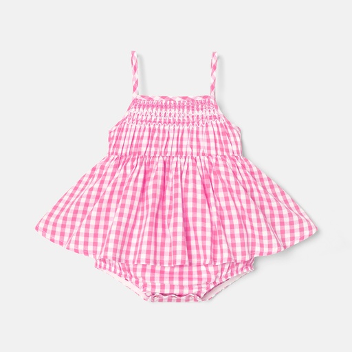 [SC9-20614608] Baby Girl 100% Cotton Plaid Cami Romper