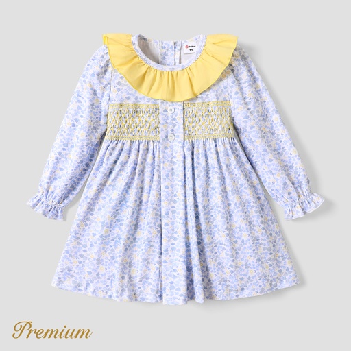 [SC9-20739100] Toddler Girl Elegant Broken Flower Long Sleeve Pattern Dress