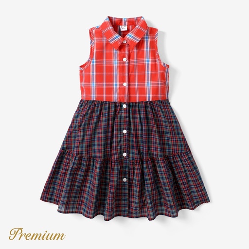 [SC9-20748256] Toddler/Kid Girl Grid Cotton Casual Dress