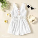 Kid Girl 100% Cotton Eyelet Embroidered Textured Sleeveless Romper Shorts