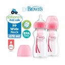 DR BROWN 9 oz / 270 ml PP Wide-Neck "Options" Baby Bottle - Pink, 2-Pack