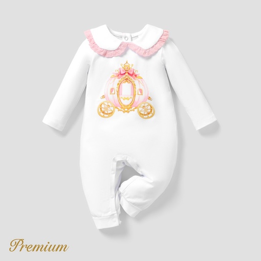 [SC9-20746687] Baby Girl Elegant Cotton Solid Color Jumpsuit with Lapel