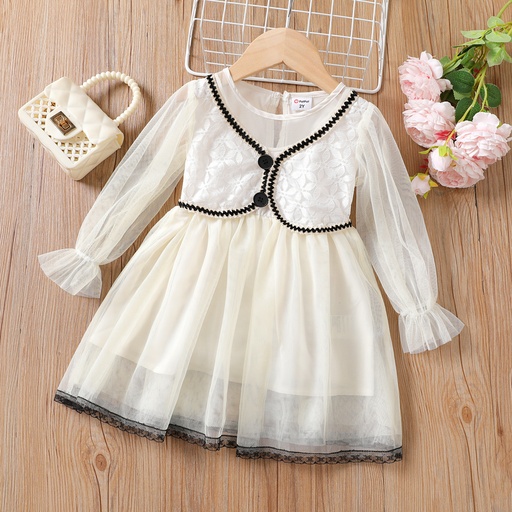 [SC9-20692302] Toddler Girl Faux Layered Lace and Mesh Design Fairy Dress