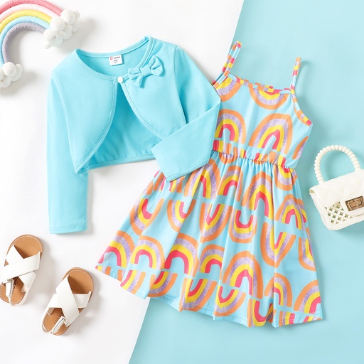 [SC9-20680862] Toddler girl Geometric Rainbow Pattern Dress Set