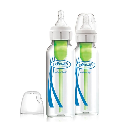 DR BROWN 8 oz/250 mL Options+ Glass Narrow Baby Bottles, 2-Pack