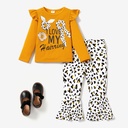 2PCS Toddler Girl Avant-garde Flutter Sleeve Top /Pant Set