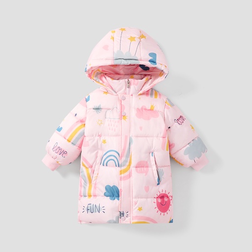 [SC11-20707817] Kid Girl Childlike Hoodie Design Stars Pattern Winter Coat