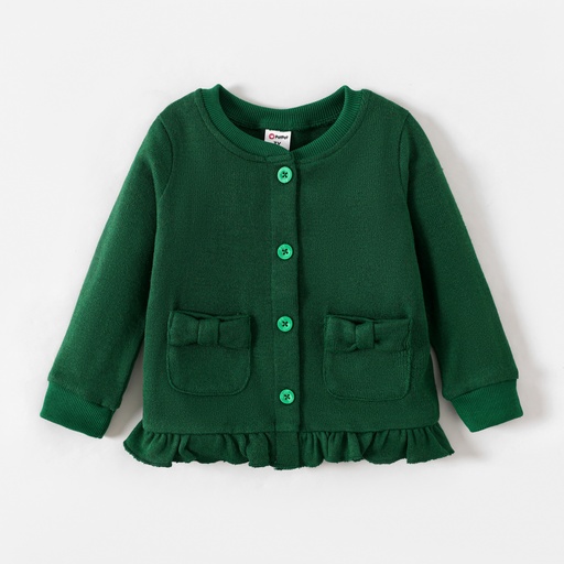 [SC11-20673009] Toddler Girl School Uniform Ruffle Hem Button Up Jacket