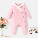 Long Sleeve Ruffle Edge Elegant Letter Jumpsuit for Baby Girls