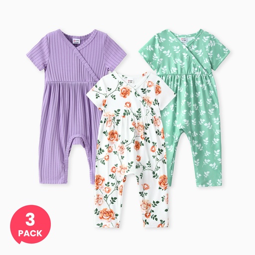 [SC12-20908240] Easter 3-Pack Baby Girl Floral Print Romper