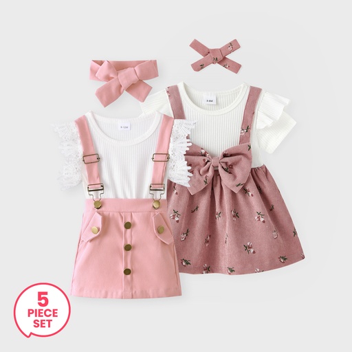 [SC12-20906532] 5-Piece Baby Girl Sweet Light Pink Set