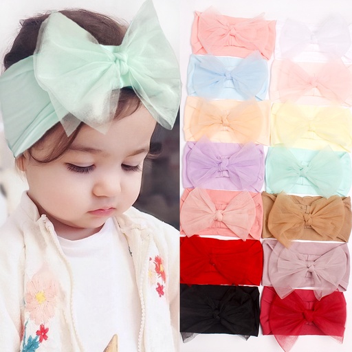 [SC12-20841841] Baby Girl Casual Pure Color Nylon Mesh Bow Headband