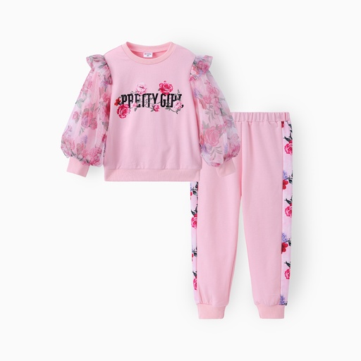 Toddler Girl 2pcs Floral Sweatshirt and Pants Set