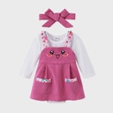 Baby Girl 2pcs Childlike Romper and Overall Dress with Headband Set