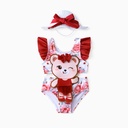 Baby Girl 2pcs Bear Embroidery Swimsuit with Hat