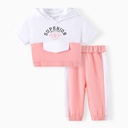 Baby Girl 2pcs Letter Print Hooded Tee and Pants Set
