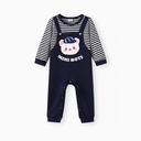 Baby Boy Childlike Stripe Bear Print Jumpsuit