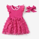 Baby Girl Sweet Mesh Splice Dress with Headband