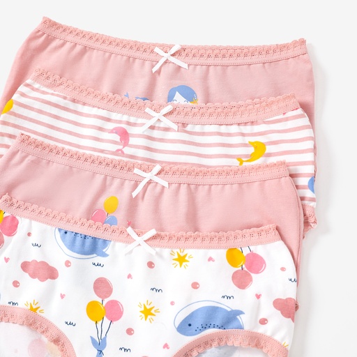 [SC13-20723206] 4pcs Kid Girl 3D Hyper-Tactile Cotton Cute Animal Print Underwear Set