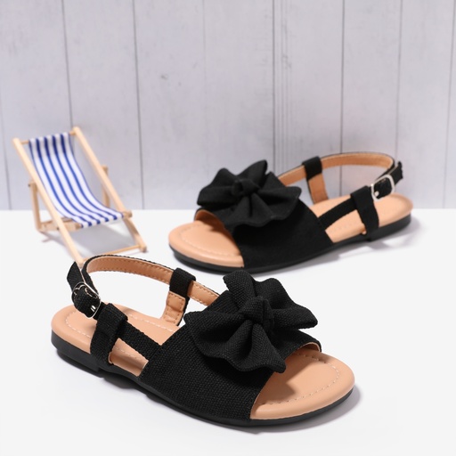 Toddler / Kid Girl Bow Applique Canvas Upper Buckle Sandals