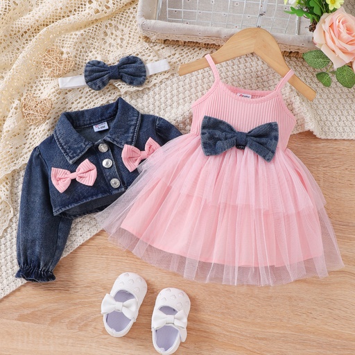 3PCS Baby Girl Sweet 3D Design Suit-Dress