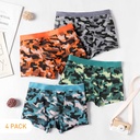 4Pcs Kid Boy Camouflage Boxer Briefs Underwear