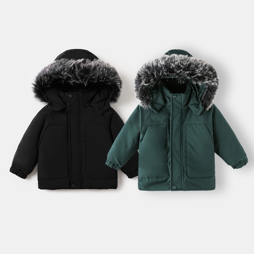[WCL12-20538326] Toddler Boy/Toddler Girl Furry Collar Hooded Parka Cotton-Padded Jacket