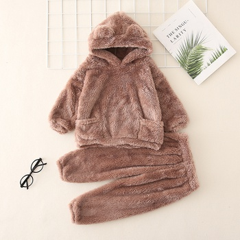 Toddler Girl/Boy 2pcs Bear Style Ear Design Fleece Hoodie Sweatshirt and Pants Set