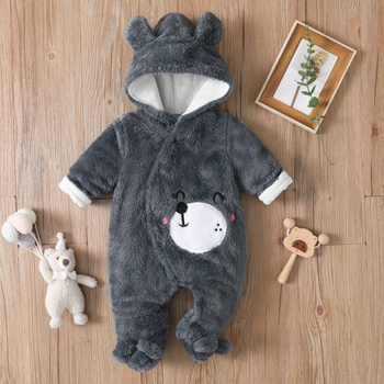 [WCL12-19936193] Baby Boy/Girl Bear Style Fleece Hooded Footed Jumpsuit