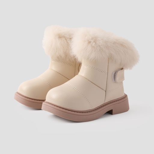 [WCL13-20741984] Toddler & Kids Solid Color Velcro Furry Snow Boots