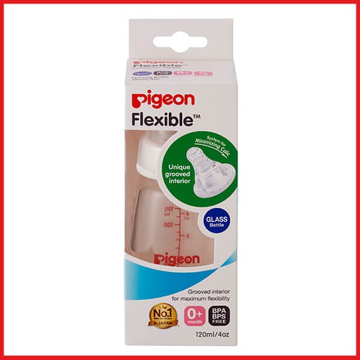 Pigeon Flexible Peristaltic Nipple Nursing Bottle Glass 120ml (S)